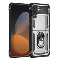 Apsauginis dėklas su stoveliu-laikikliu Samsung Galaxy Z Flip 4 5g Flip3 Flip4 Flip 3 smūgiams atsparus dėklas Samsung Z Flip4 dėklams for Galaxy Z Flip 3 sidabras