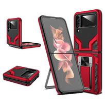 Fashion Portable Ring Holder Folding Case For Samsung Galaxy Z Flip 4 5g Flip4 Flip3 Flip 3 Anti -Knock Cover Funda for Samsung Z Flip 3 raudona