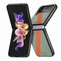 Carbon Fiber Case For Samsung Galaxy Z Flip 4 ,Real Carbon Fiber Matte Geometric Pattern L Type Aramid Slim Light Shockproof Case For Galaxy Z Flip 4 žalia