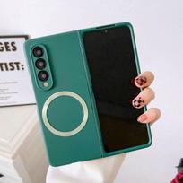 „Samsung Galaxy Z Fold 4 3 Magsafe Case“ belaidžio įkrovimo magnetinis itin plonas, odai nekenksmingas matinis silikoninis smūgiams atsparus dangtelis For Galaxy Z Fold 4 tamsiai žalia spalva
