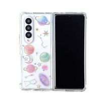 For Samsung Galaxy Z Fold 4 3 Case Glitter Planet Painted Transparent Four Corners Shockproof Soft Silicone Protective Back Case For Samsung Z Fold 4