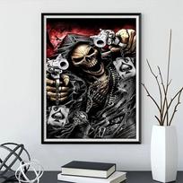 5D „pasidaryk pats“ deimantų tapyba, „Skeleton Warrior“, suaugusiems ir vaikams, siuvinėjimo rinkiniai, pilni krištoliniai deimantiniai paveikslai, rankų darbo namų dekoro dovanos Round drill 30x40cm gray