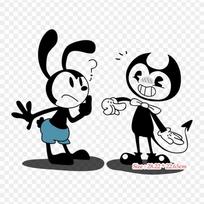 Bendy And The Ink Machine Oswald The Lucky Rabbit Iron on Heat Transfer Printing Vinyl Patches Sticker for Clothes DIY Appliques Washable Patches blue