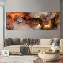 Abstraktus peizažas Ugnies debesis drobė Tapyba Plakatai ir spaudiniai Sienų meno nuotraukos Cuadros Living Room Namų dekoras Be rėmelio 20*40cm