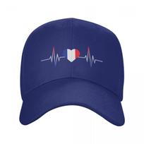 Personalized France Heartbeat French Flag Baseball Cap for Unisex Women Breathable Dad Hat Outdoor Snapback Caps Adjustable Cap