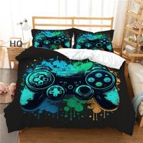 Game Controller Pattern Bedding Set Game Player Bedding Cover Pillowcase Home Bedding Set AU/EU/US Full Size Single/double Bed Home Decoration Baby 100x135cm black