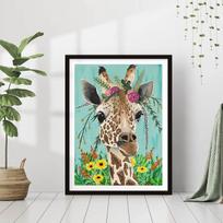 5D „pasidaryk pats“ deimantinis paveikslas „Miss Giraffe“ kryžminio dygsnio rinkinys, pilnas deimantinis siuvinėjimas, mozaikos menas Kalnų krištolų paveikslas dekoro dovana Full Round 20x30cm