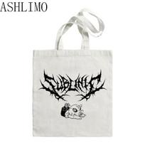 Anime Tote Bag Demon Slayer Pattern Shopping Bag Hashibira Inosuke Shoulder Bag Canvas Bag Handbag Harajuku Shopper Women's Bags 24*26cm white