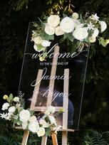 2 Pcs/set Wedding Flowers Welcome Sign Flowers Fake Roses Combo Silk Peony for Wedding Decorations Bridal Shower Centerpieces Decor balta
