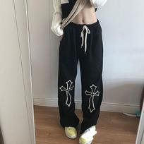 Moteriškos juodos vintažinės kelnės Bėgiojimas sportinės kelnės Harajuku Punk Baggy sportinės kelnės aukštu juosmeniu Kasdieninės moteriškos kelnės plačios kelnės XXL ruda