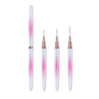3Pcs Nail Brush Pen Set Nail Art Liner Brush UV Gel Painting Acrylic Nail Tool rožinė