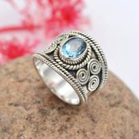 Blue Topaz Gemstone Ring, Handmade Designer Ring, Women Ring, Statement Ring, Party Ring, Boho Ring, Gift For Her 6