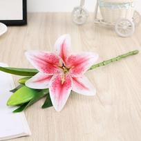 4Pcs Artificial Lily Flowers Latex Fake Flowers for Wedding Party Garden Shop Table Courtyard Photography Props Decor rožinė
