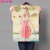 Charming Witch Modern Abstract Wall Art Oil Painting Butterfly Lady Dream Art Poster 21cm×30cm NoFrame
