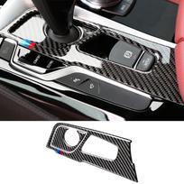 Anglies pluošto automobilio centrinės konsolės pavarų perjungimo panelės dangtelio apdailos lipdukai Dekoracija BMW 5 serijai G30 G38 Interjerui 2pcs gray