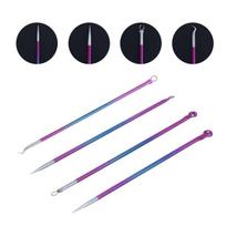 4pcs/set Acne Needles with Double Tip Blackhead Pimple Remover Spot Cleaner for Beautiful Skin Care 4pcs/set black