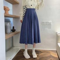 Vintažinis klostuotas sijonas aukštu juosmeniu moterims Korėjos mados Preppy Style A Line Ilgas Sijonas Moterų rudens žiemos laisvalaikio drabužiai S