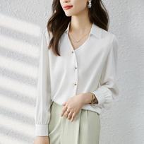 Madinga apykaklė, šifoninė palaidinė, moteriška biuro sagomis aukštyn moteriški marškiniai ilgomis rankovėmis, moteriški viršutiniai drabužiai Elegantiški drabužiai 29978 XXL abrikosas