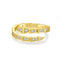 ANDYWEN 925 Sterling Silver Gold Stage Zircon Pave Snake Resizable Ring Women 2023 Rock Punk Fashion Fine Jewelry M