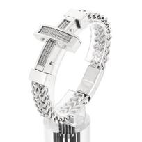 Hip -hop street Weiya Line Bracelet Europe and the United States Personalized Personalized Positive and Real Chain Titanium Steel Men's Bracelet 21cm white