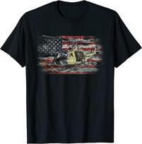 Sraigtasparnis Amerikos Vėliava Veteranas Marškinėliai Unisex S black