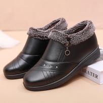 Casual Snow Boots for Women 2023 Fur Non-Slip Plush Zipper Winter Boots Women Solid Color Warm Mom Cotton Padded Flat with Shoes 39 juoda
