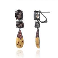 Original designer natural citrine earrings, retro style high-end design s925 silver colored gemstone stud earrings