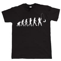 Evolution Fishinger, juokingi unisex marškinėliai – gimtadienio dovana tėčiui unisex trumpomis rankovėmis O formos medvilniniai marškinėliai Streetwear marškinėliai. L