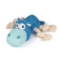 Plush hippo with a squeaker for dogs mėlyna