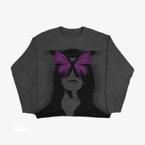 Y2K European and American Autumn/Winter Hip Hop Retro Knitted Warm Sweater Street Long Sleeve Men's and Women's XL pilka spalva