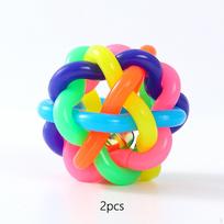 2 vnt. interaktyvus šunų žaislas Žaidžiantys katės dreba su varpeliu Gumbuoti minkšti guminiai kamuoliukai 5.5cm blue