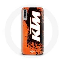 Coque Samsung Galaxy A70 KTM Logo blanc fond orange balta