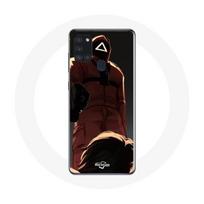 Coque Samsung Galaxy A21S Squid Game Soldat Rouge avec Masque Triangle raudona