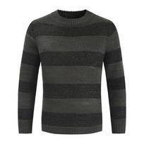 Mens Crew Neck Long Sleeve Chunky Cable Knit Jumper Pullover Sweater Tops 2XL chaki
