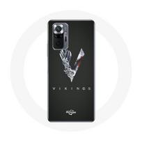 Coque pour Xiaomi Redmi Note 10 Pro Vikings Série Saison 6 logo V Epée Gris Fond Noir