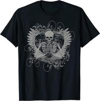 Skeleton Fairy Grunge Y2K estetiški drugeliai gotikos unisex marškinėliai XXXXL gray