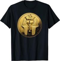 Black Ancient Egyptian Golden Pharoah Coin King Tut Unisex T-Shirt S