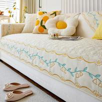 Cream Style Fabric Sofa Cushion Four Seasons Universal Non-Slip Cushion Leather Sofa Cover Cover Cloth Backrest Towel 70*70cm beige