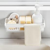 Rag Drain Rack Sink Soap Holder Dish Cloth Hanger with Towel Pole Shower Organizer Countertop
