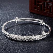 Pretty elegant Phoenix bangles 999 Sterling Silver cuff Bracelets for Women charms Jewelry Fashion Party Holiday gifts