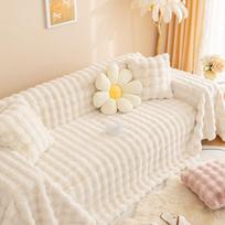 Sofos pagalvėlė Žieminė sutirštinta vilnos pagalvėlė Neslystanti odinė sofos užvalkalas Užvalkalas 180*130CM beige