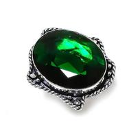 Natural Peridot Gemstone Handmade 925 Sterling Silver Jewelry Ring Size 7.5 o8t33 black
