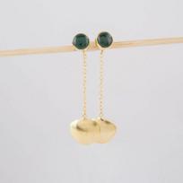 Black Onyx Round Gemstone Long Stud Earring, Gift For Her, Gold Earring, Gift For Her, Silver Charm Jewelry, 925 Sterling Silver beige