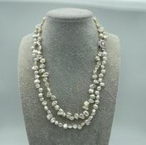 2strands 10mm pink KESHI REBORN PEARL NECKLACE 17inch gray