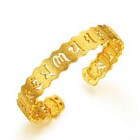 Fashionable Retro Laos Sikkim Frosted Six Character Mantra Bracelet with Sand Gold Jewelry and Gold-plated Bracelet Adjustable size