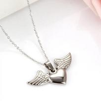 Xinxuanmei Angelo Sparnai Širdies Karoliai Moteriai Nerūdijančio Plieno Papuošalai Moteriai Choker Grandinėlė Karoliai Pakabukas Nemokamas Pristatymas Steel color white
