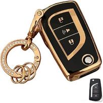 Minkštas TPU, skirtas Toyota raktų pakabuko dangtelio priedas, tinka Toyota Fortuner tundra Camry RAV4 Highlander Corolla 3-button-black