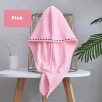 Towel Bathroom Absorbent Women Adult Quick-Drying Bath Thicker Shower Long Curly Hair Cap Dry Head Hair Towel Microfiber Wisp 25*70cm rožinė