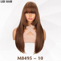 MISS WIG Sintetinis ilgas tiesus perukas su kirpčiukais Cosplay plaukų perukai moterims karščiui atsparaus pluošto kasdienis perukas vakarėliui 52cm
