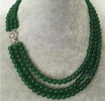 Gifts jewelry 17-19  3 rows faceted 4mm blue Jade bead necklace